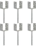 vidaXL Оградни подпори 6 бр сребристи 9x6x30 см поцинкована стомана