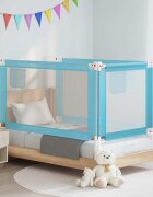 vidaXL Ограничител за бебешко легло син 150x25 см плат