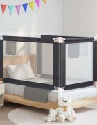 vidaXL Ограничител за бебешко легло тъмносив 140x25 см плат