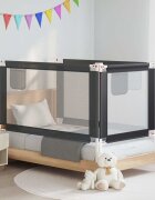 vidaXL Ограничител за бебешко легло тъмносив 150x25 см плат