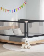 vidaXL Ограничител за бебешко легло тъмносив 190x25 см плат