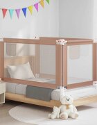 vidaXL Ограничител за бебешко легло таупе 150x25 см плат