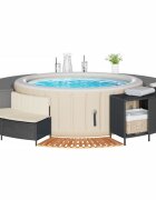 vidaXL Ограждение за джакузи черно полиратан и масивна акация