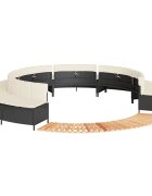 vidaXL Ограждение за джакузи черно полиратан и масивна акация
