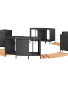 vidaXL Ограждение за джакузи черно полиратан и масивна акация