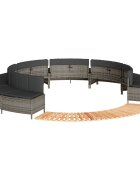 vidaXL Ограждение за джакузи сиво полиратан и масивна акация