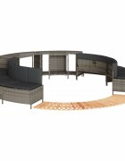 vidaXL Ограждение за джакузи сиво полиратан и масивна акация