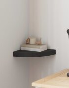 vidaXL Окачен ъглов рафт черен гланц 25x25x38 см МДФ