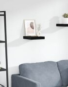 vidaXL Окачен стенен рафт черен гланц 23x235x38 см МДФ