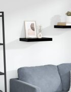 vidaXL Окачен стенен рафт черен гланц 40x235x38 см МДФ