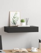 vidaXL Окачен стенен рафт с чекмедже черен 48x25x8 см