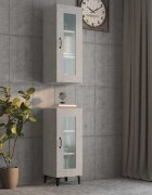 vidaXL Окачен стенен шкаф Бетонно сиво 345x34x90 см