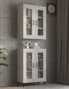 vidaXL Окачен стенен шкаф бетонно сиво 695x34x90 см