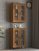 vidaXL Окачен стенен шкаф кафяв дъб 695x34x90 см