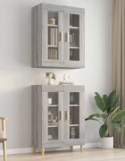 vidaXL Окачен стенен шкаф сив сонома 695x34x90 см