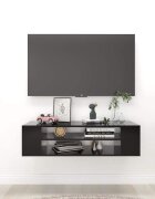 vidaXL Окачен TВ шкаф черен 100x30x265 см инженерно дърво