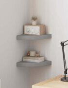 vidaXL Окачени ъглови рафтове 2 бр сиви 25x25x38 см МДФ