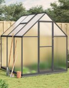 vidaXL Оранжерия с основа рамка антрацит 169x169x202 см алуминий