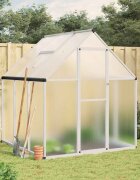 vidaXL Оранжерия с основа рамка сребрист 169x169x195 см алуминий