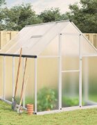vidaXL Оранжерия с основа рамка сребрист 224x169x195 см алуминий