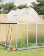vidaXL Оранжерия с основа рамка сребрист 224x169x202 см алуминий