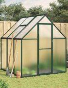 vidaXL Оранжерия с основа рамка зелен 169x169x195 см алуминий