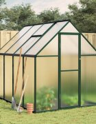 vidaXL Оранжерия с основа рамка зелен 224x169x195 см алуминий