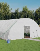 vidaXL Оранжерия със стоманена рамка бяла 144 м² 24x6x285 м