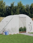 vidaXL Оранжерия със стоманена рамка бяла 8 м² 4x2x2 м