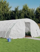 vidaXL Оранжерия със стоманена рамка бяла 80 м² 16x5x23 м