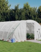 vidaXL Оранжерия със стоманена рамка бяла 96 м² 24x4x2 м
