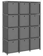 vidaXL Органайзер с 12 отделения с кутии сив 103x30x141 см плат