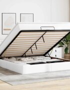 vidaXL Османска легло с матрак бяло 160x200 см изкуствена кожа