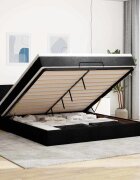 vidaXL Османска легло с матрак черно 180x200 см плат
