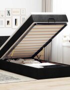 vidaXL Османска легло с матрак и LED черно 100x200 см плат