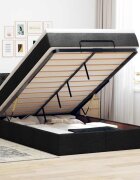 vidaXL Османска легло с матрак и LED черно 120x190 см плат