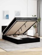 vidaXL Османска легло с матрак и LED черно 140x200 см плат