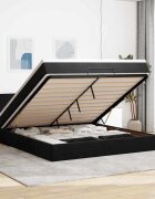 vidaXL Османска легло с матрак и LED черно 160x200 см кадифе