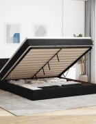 vidaXL Османска легло с матрак и LED черно 160x200 см кадифе