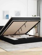 vidaXL Османска легло с матрак и LED черно 180x200 см кадифе