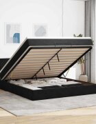 vidaXL Османска легло с матрак и LED черно 180x200 см кадифе