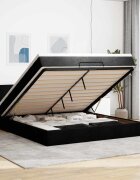 vidaXL Османска легло с матрак и LED черно 180x200 см плат