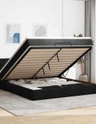 vidaXL Османска легло с матрак и LED черно 180x200 см плат