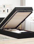 vidaXL Османска легло с матрак и LED черно 90x190 см кадифе
