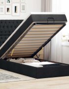 vidaXL Османска легло с матрак и LED черно 90x200 см плат