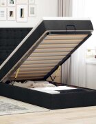 vidaXL Османска легло с матрак и LED черно 90x200 см плат