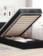 vidaXL Османска легло с матрак и LED черно 90x200 см плат