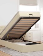 vidaXL Османска легло с матрак и LED кремаво 100x200 см плат