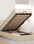 vidaXL Османска легло с матрак и LED кремаво 100x200 см плат