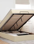 vidaXL Османска легло с матрак и LED кремаво 120x200 см плат